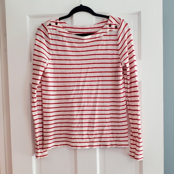 LOFT red & white striped top - Picture 1 of 6